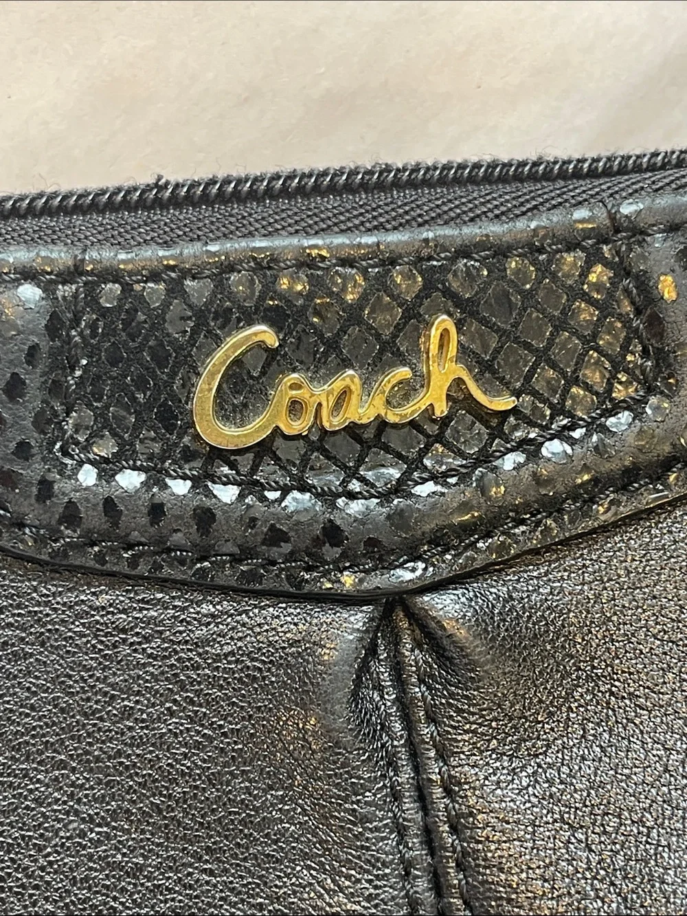 Coach Black Leather Crossbody with Gold Hardware